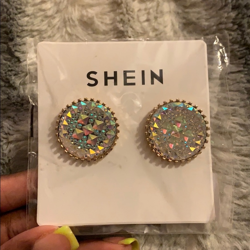 iridescent round earrings